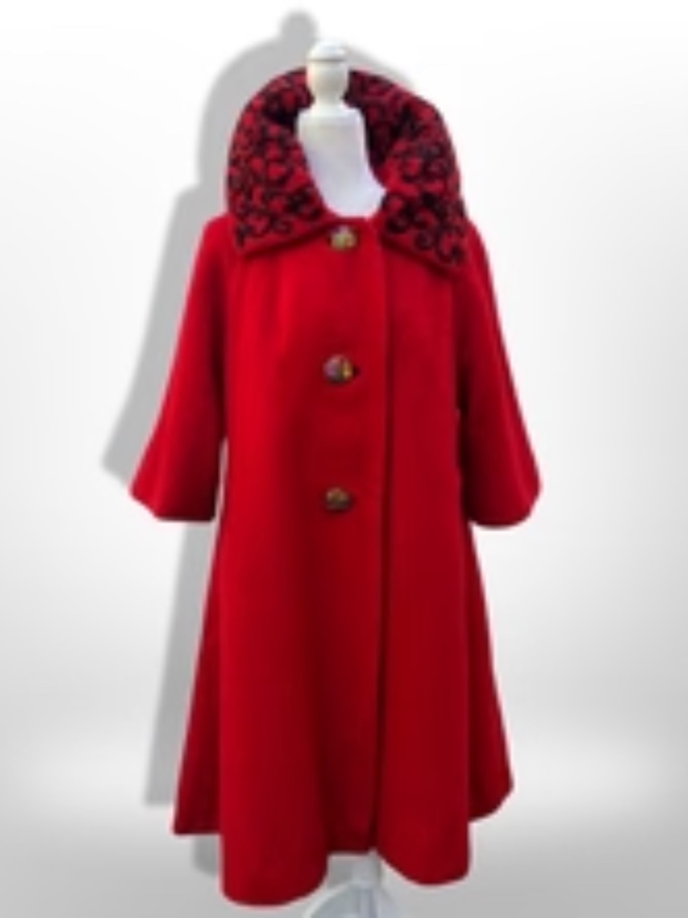 Vintage 60’s Lilli Ann Red Luxury Wool Swing Coat Fall Holiday Valentine’s Day C